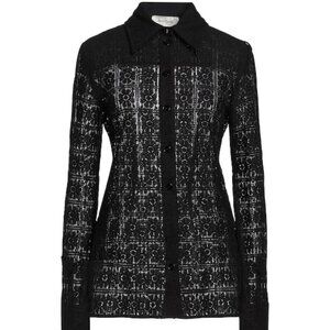Sportmax Black Long Sleeve Button Down Lace  Shirt Sz L NWT